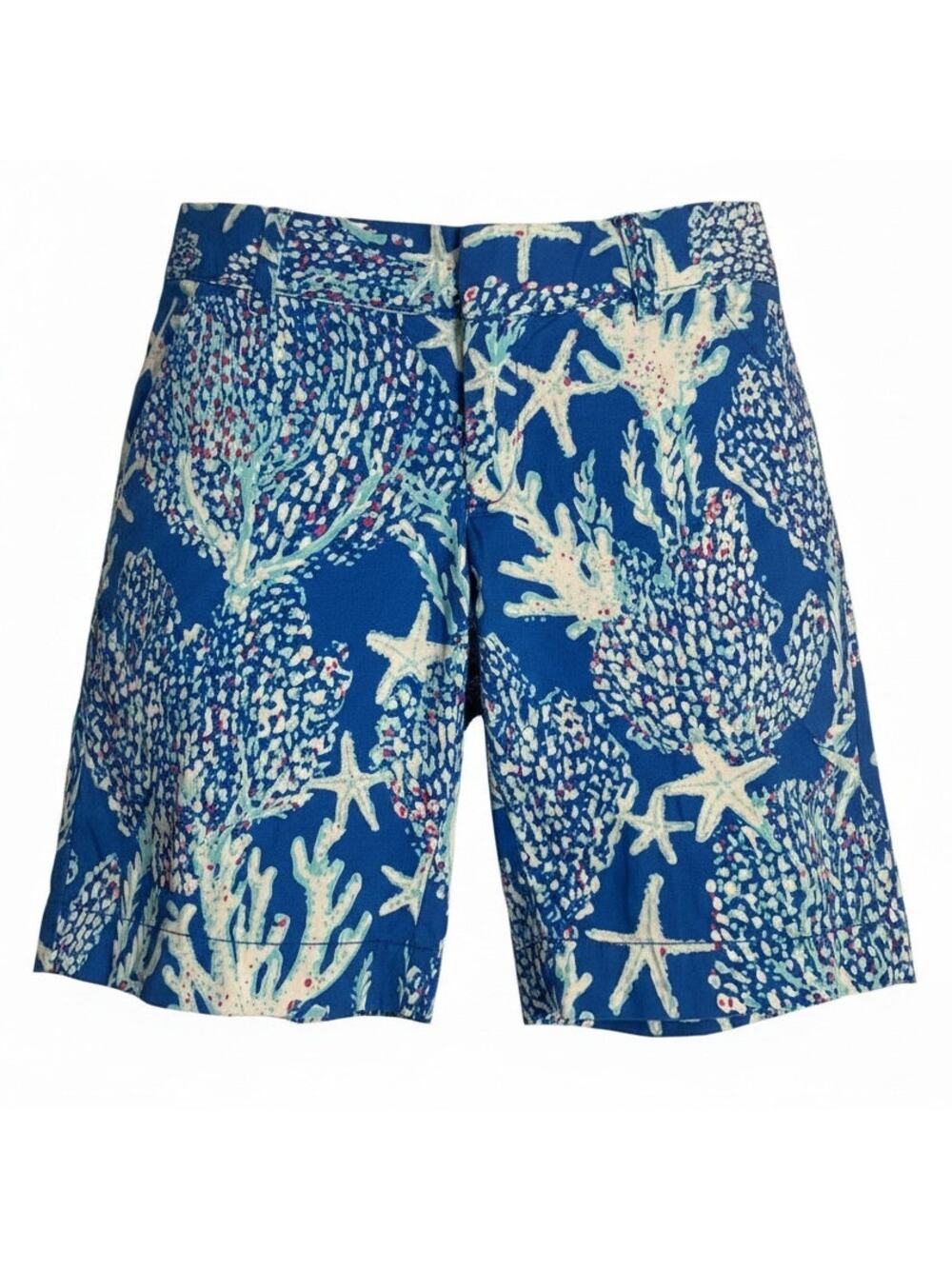 Lilly Pulitzer Chipper Shorts Size 4 Blue Coral Starfish Coastal Print Reef